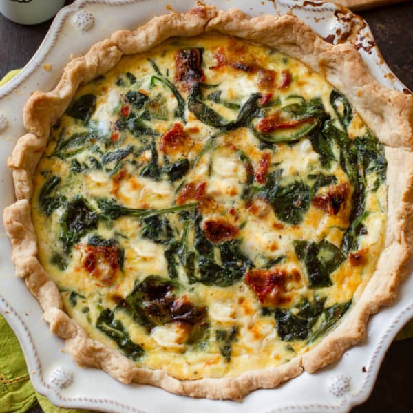 spinach quiche in pie crust