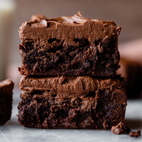 stack of 2 frosted brownies