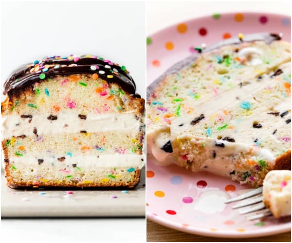 ice cream loaf cake with sprinkles