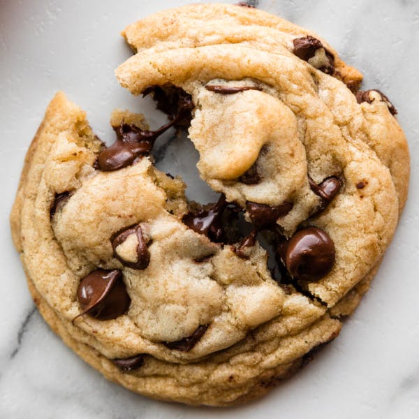 chocolate chip cookie with melty chocolate chips