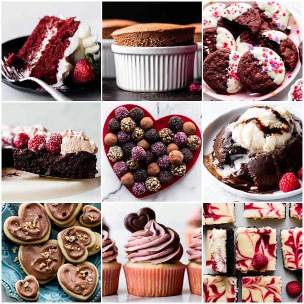 Collage of 9 Valentine's Day desserts