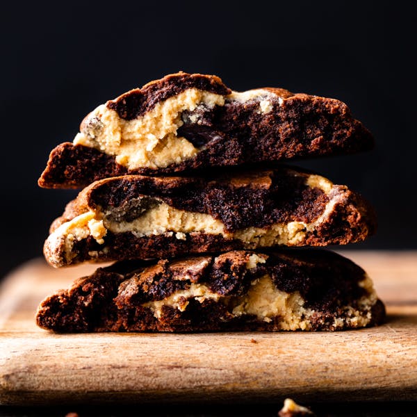 Photo of peanut butter filled brownie cookies