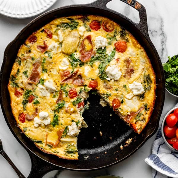 frittata with spinach and tomatoes