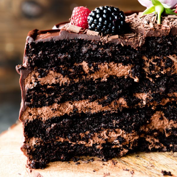 dark chocolate mousse layer cake