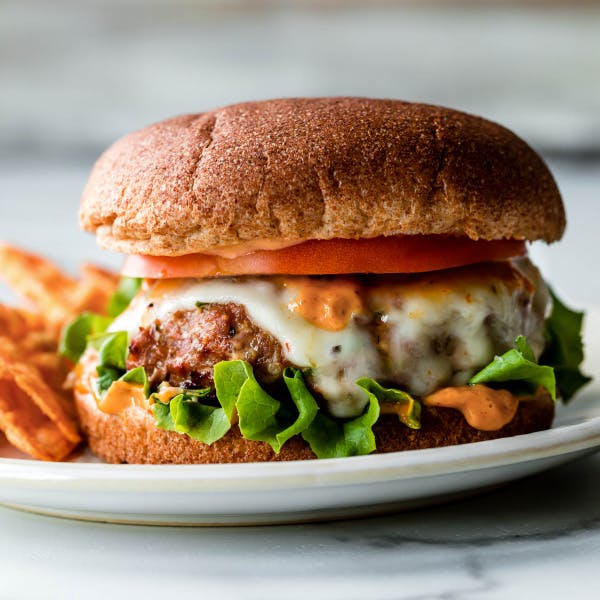 picture of turkey burger on a plate