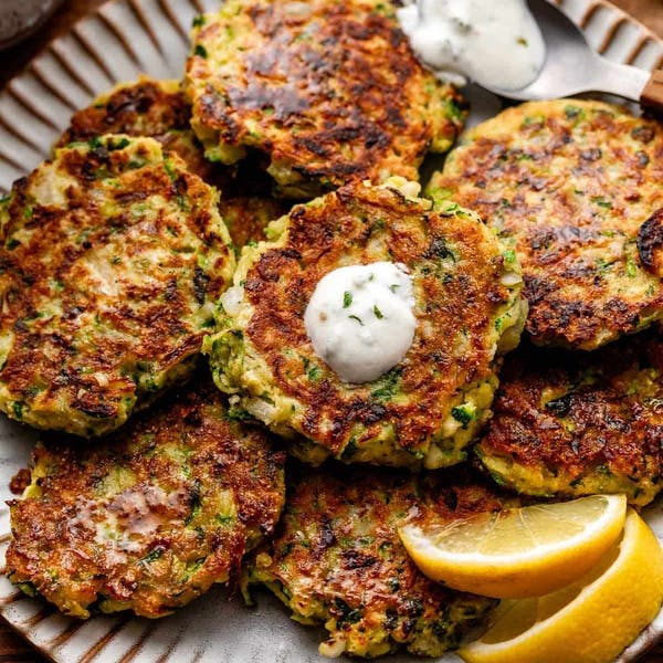 zucchini fritters on a plate