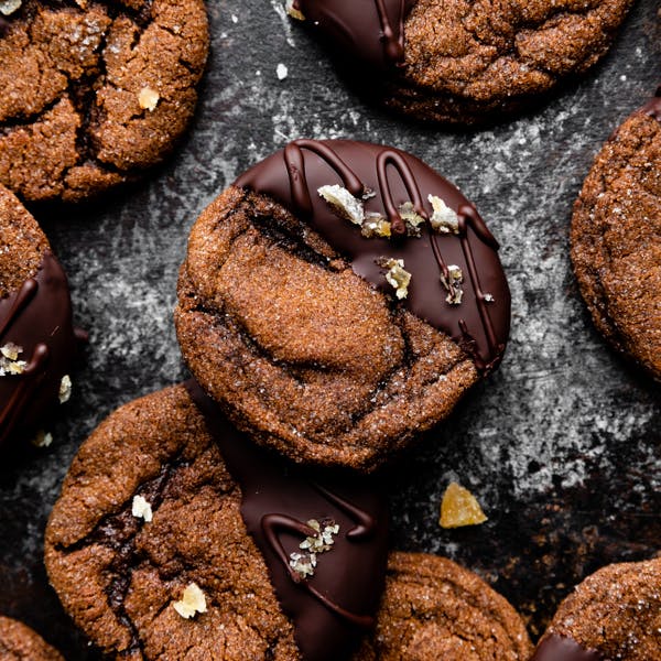 chocolate ginger cookies with dark chocolate