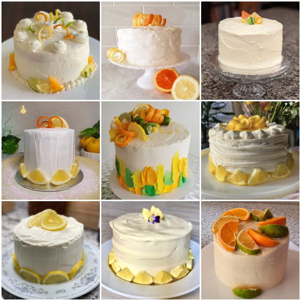 collage of 6 nch Sunshine Citrus CakesI