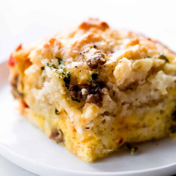 slice of biscuit breakfast casserole