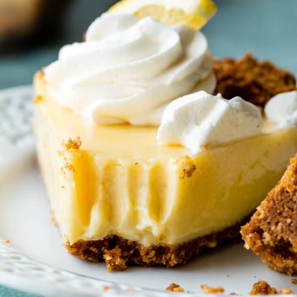 creamy lemon pie slice