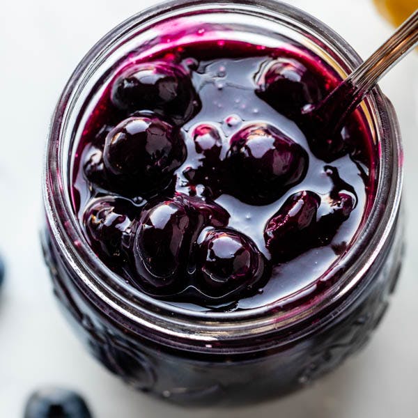 blueberry sauce in jar