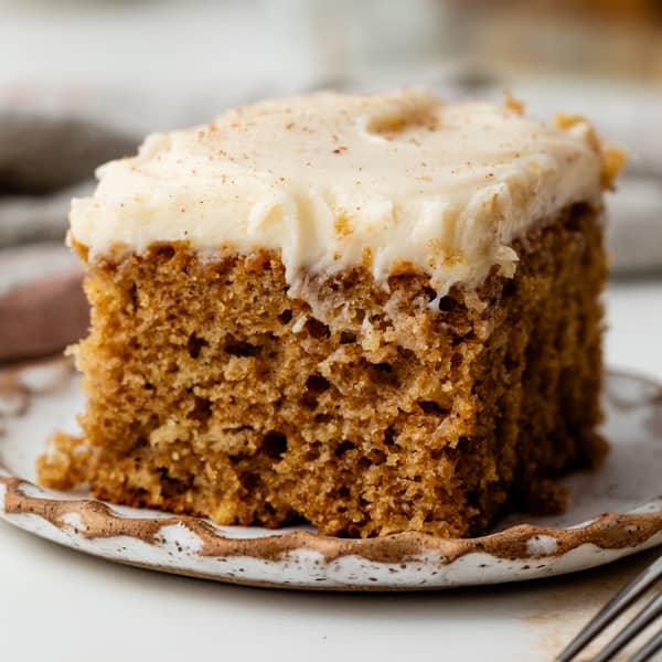 slice of single layer spice cake