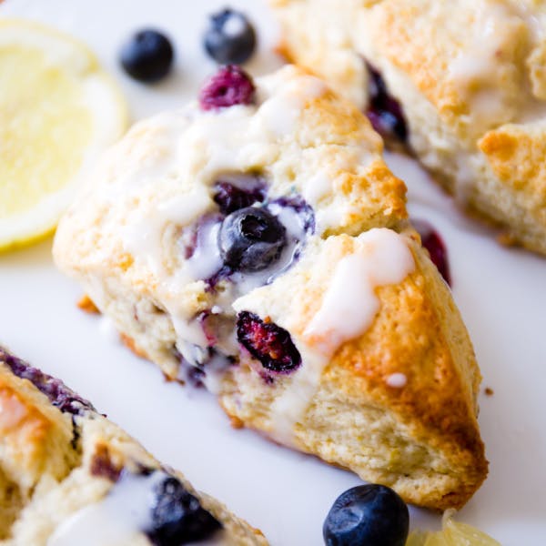 lemon blueberry scones with glaze