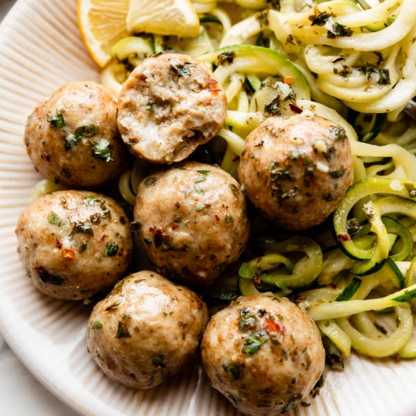 Chicken meatballs with zoodles