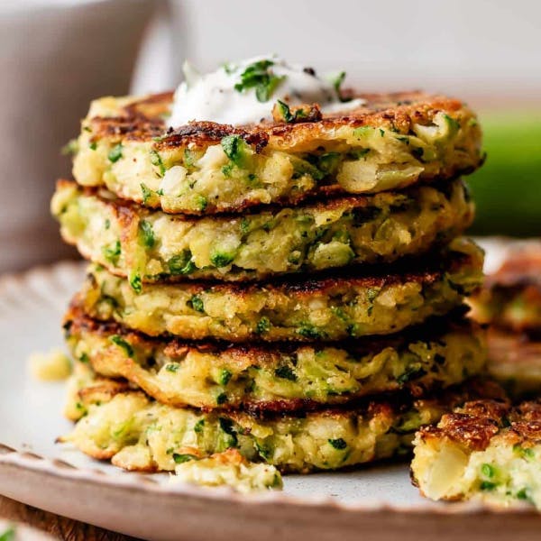 stack of zucchini fritters