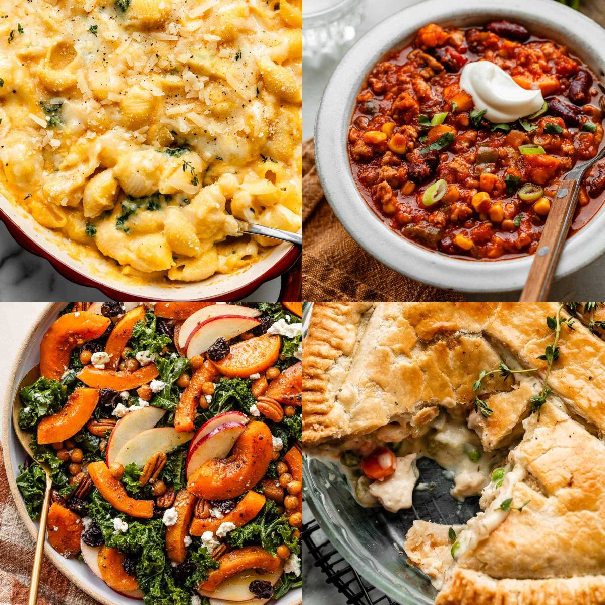 collage of fall dinner recipes