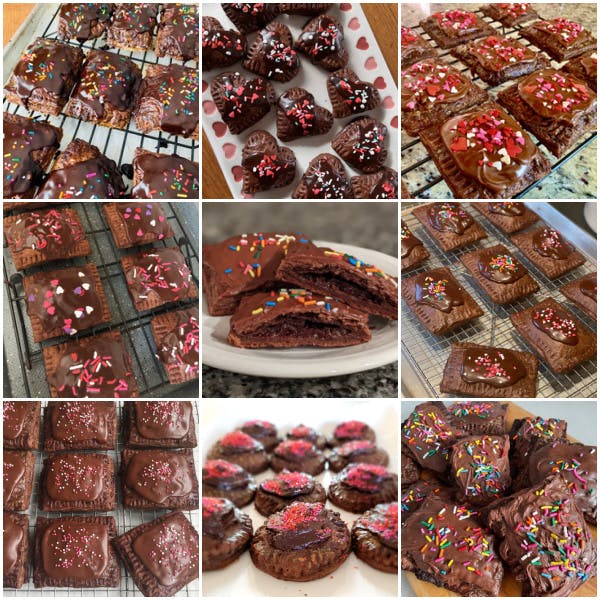 collage of fudge chocolate pastry tarts