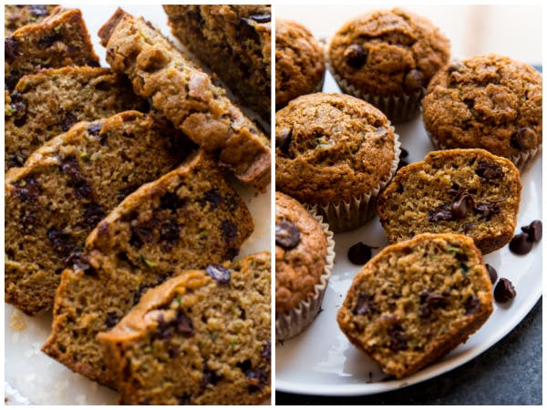 Picture of zucchini bread and zucchini muffins