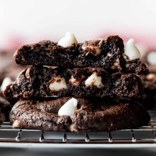 chocolate cookies with white chocolate chips