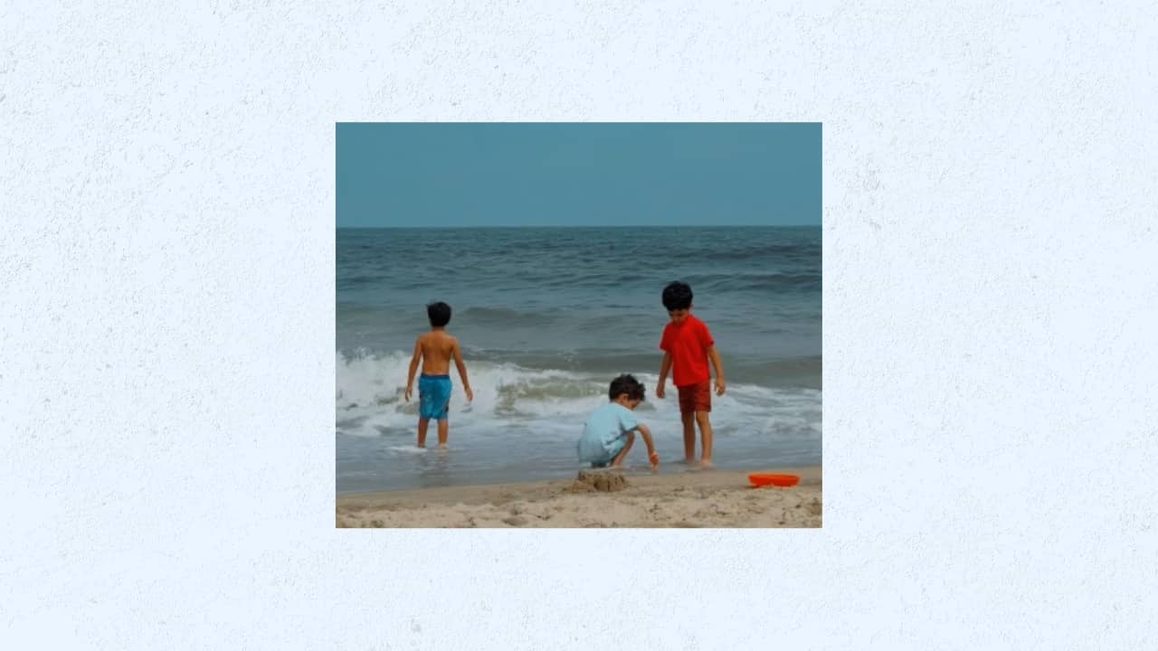 Children playing at the beach