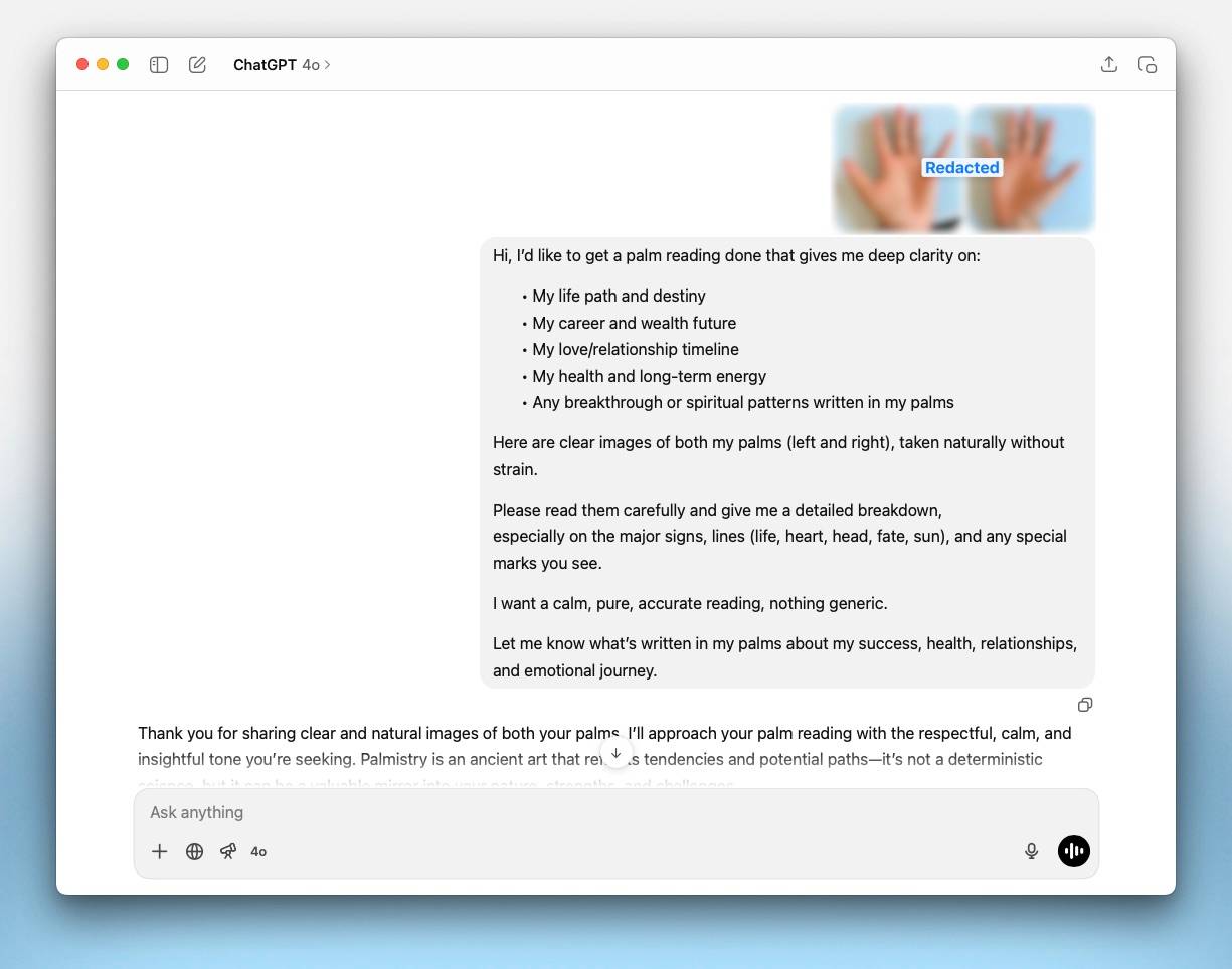 AI used for palmistry