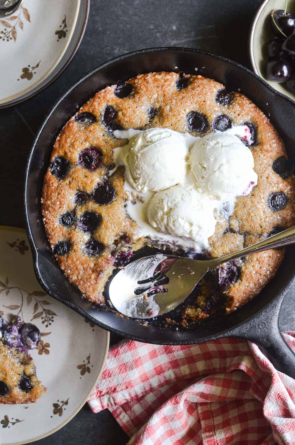 cherry almond skillet cake