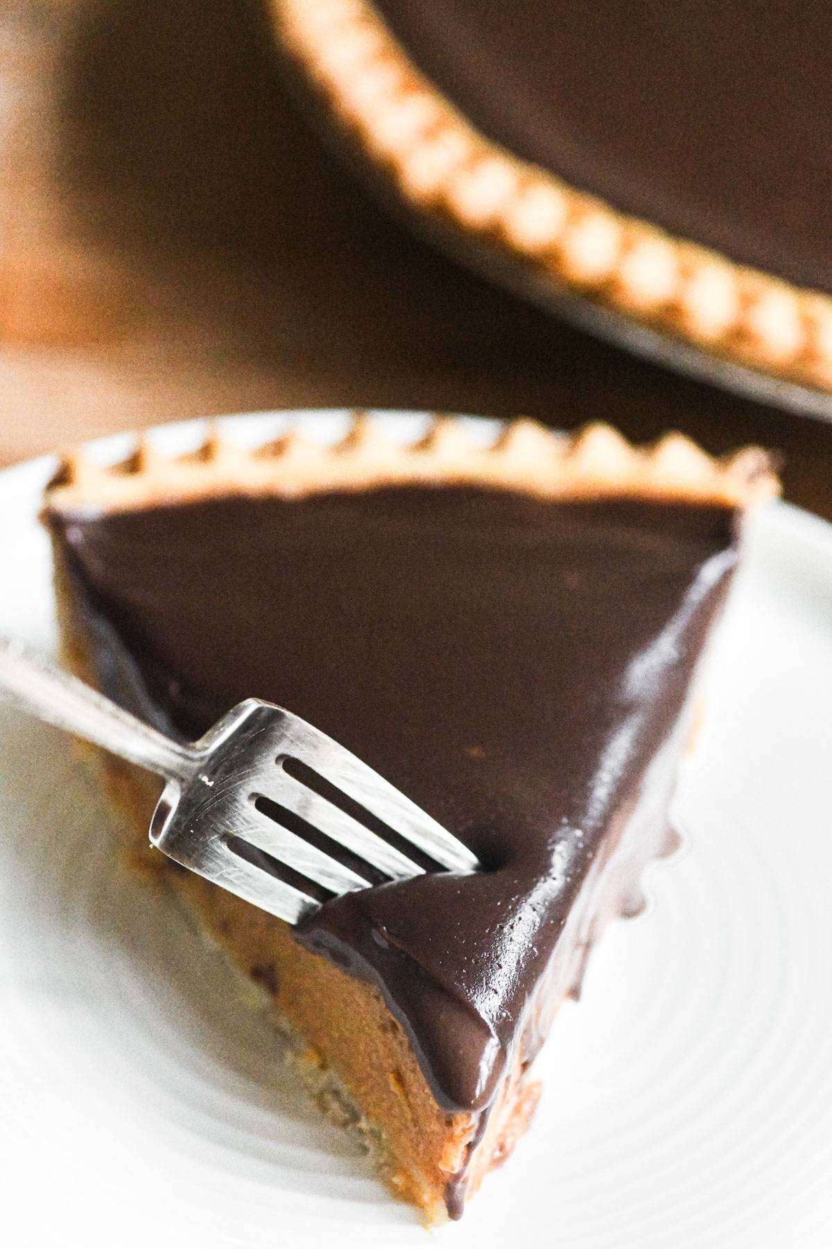 Ganache topped pumpkin pie