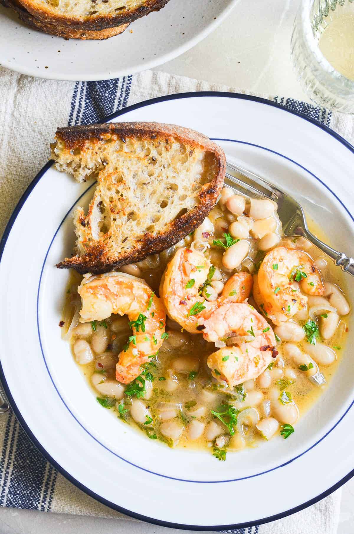 Lemony shrimp and beans