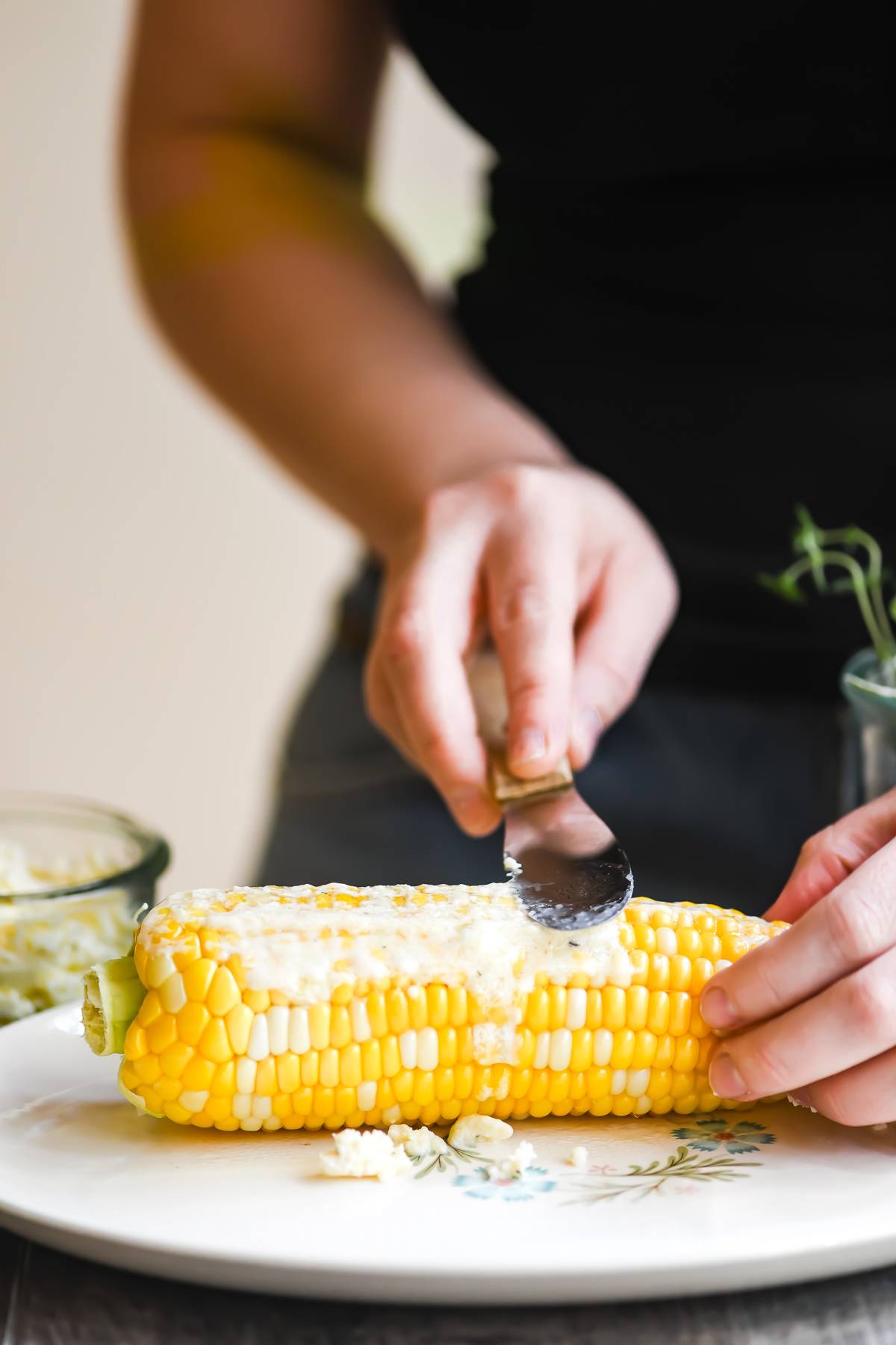 Boursin butter on corn