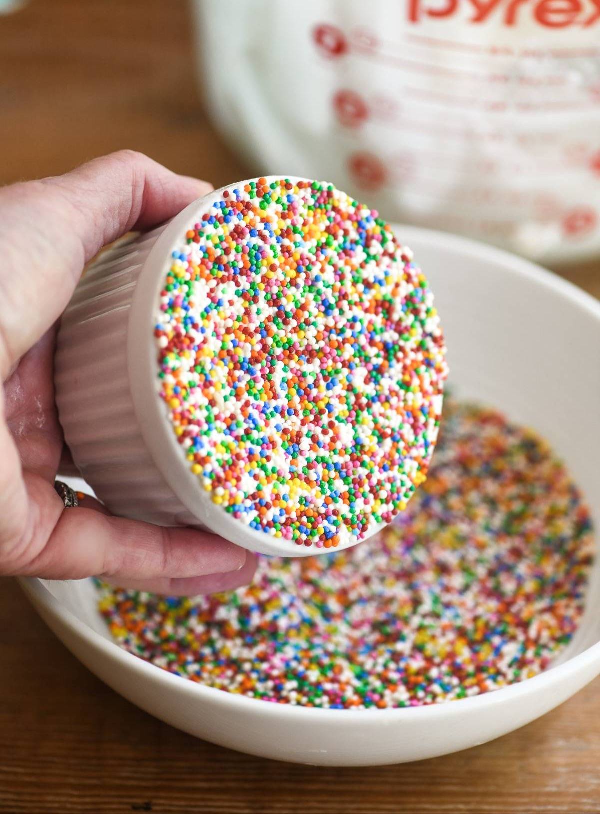 viral sprinkle topped dot cakes