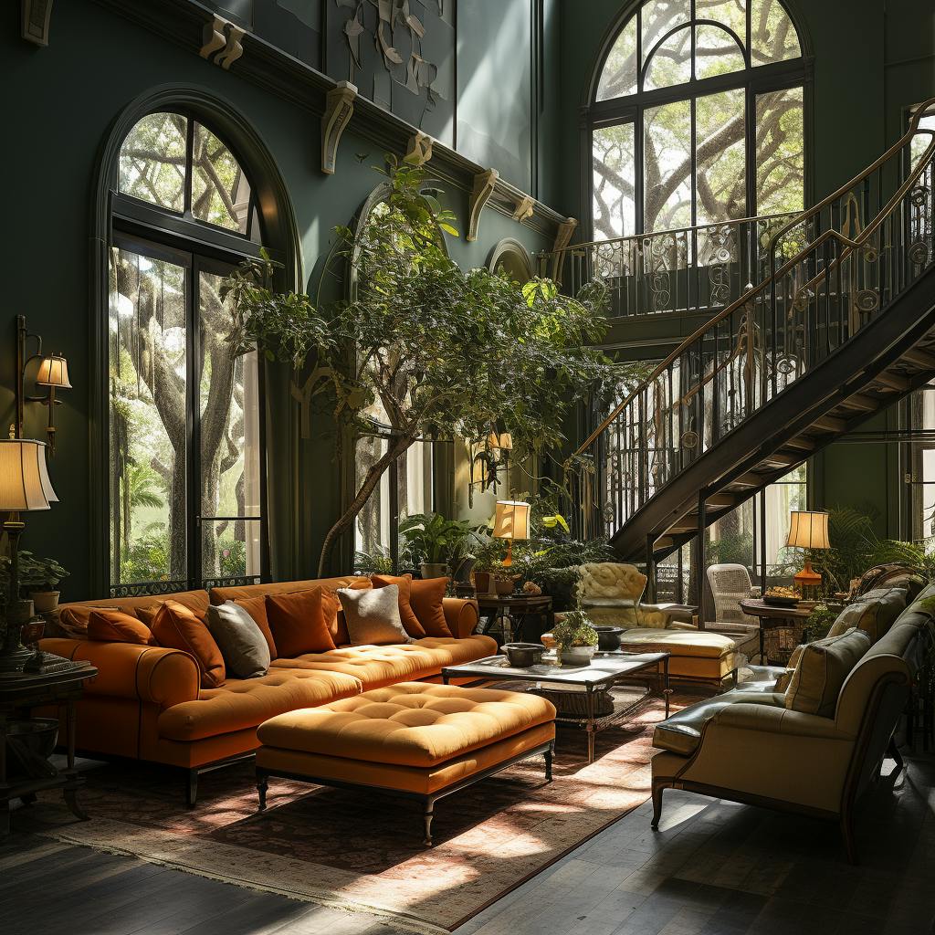 Amazing opulent living room with abundance of nature’s vitality