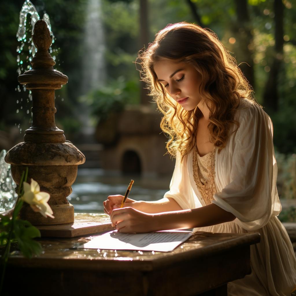 Woman writing handwritten letters
