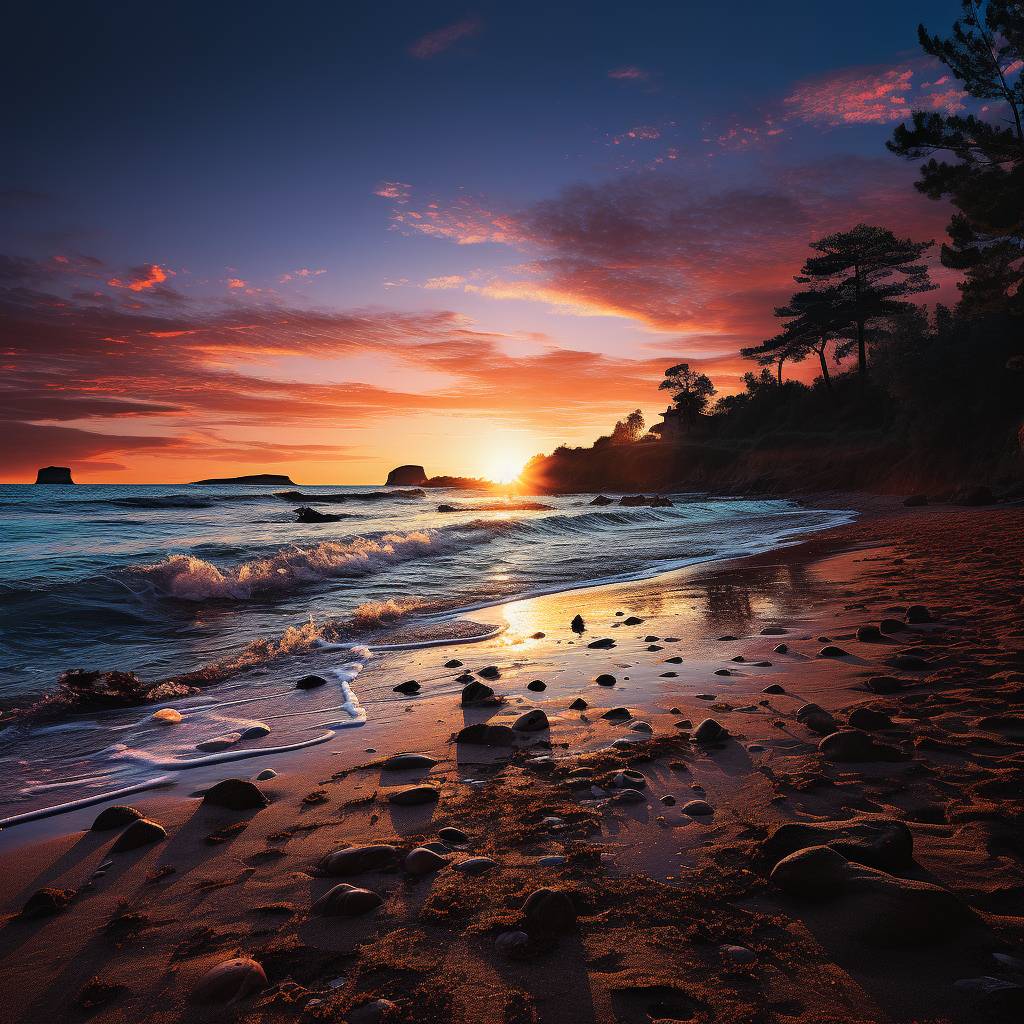 Romantic Beach at Sunset