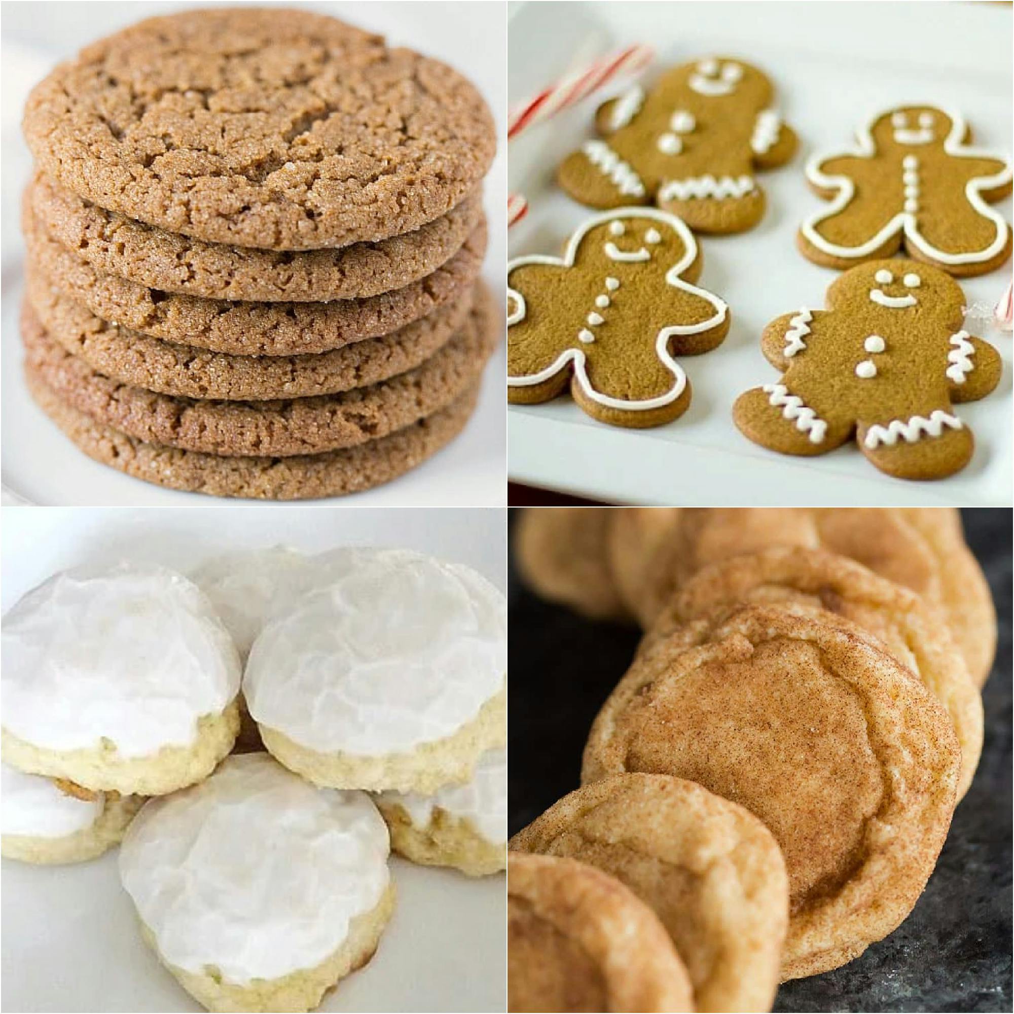 collage of 4 images of a variety of cookies