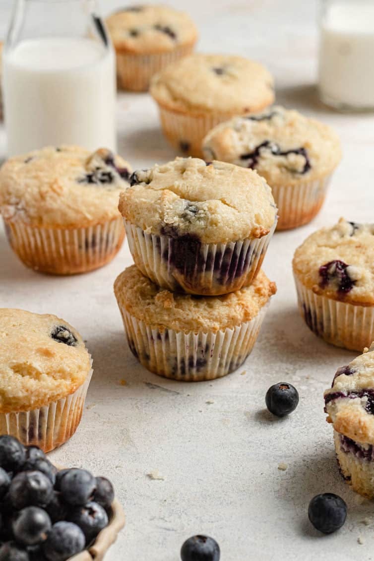 stack of blueberry muffins