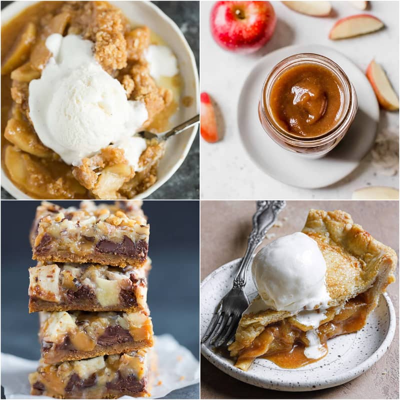 collage of 4 images of apple desserts
