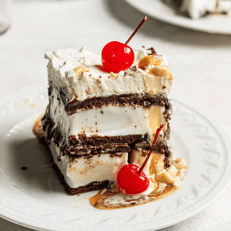 serving of ice cream sandwich cake on a plate