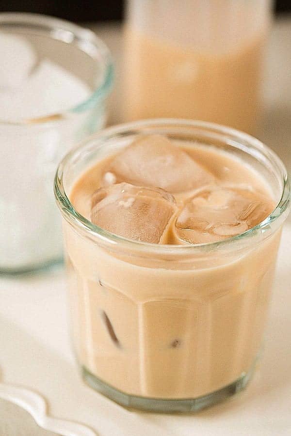 Baileys Irish cream in a glass with ice.