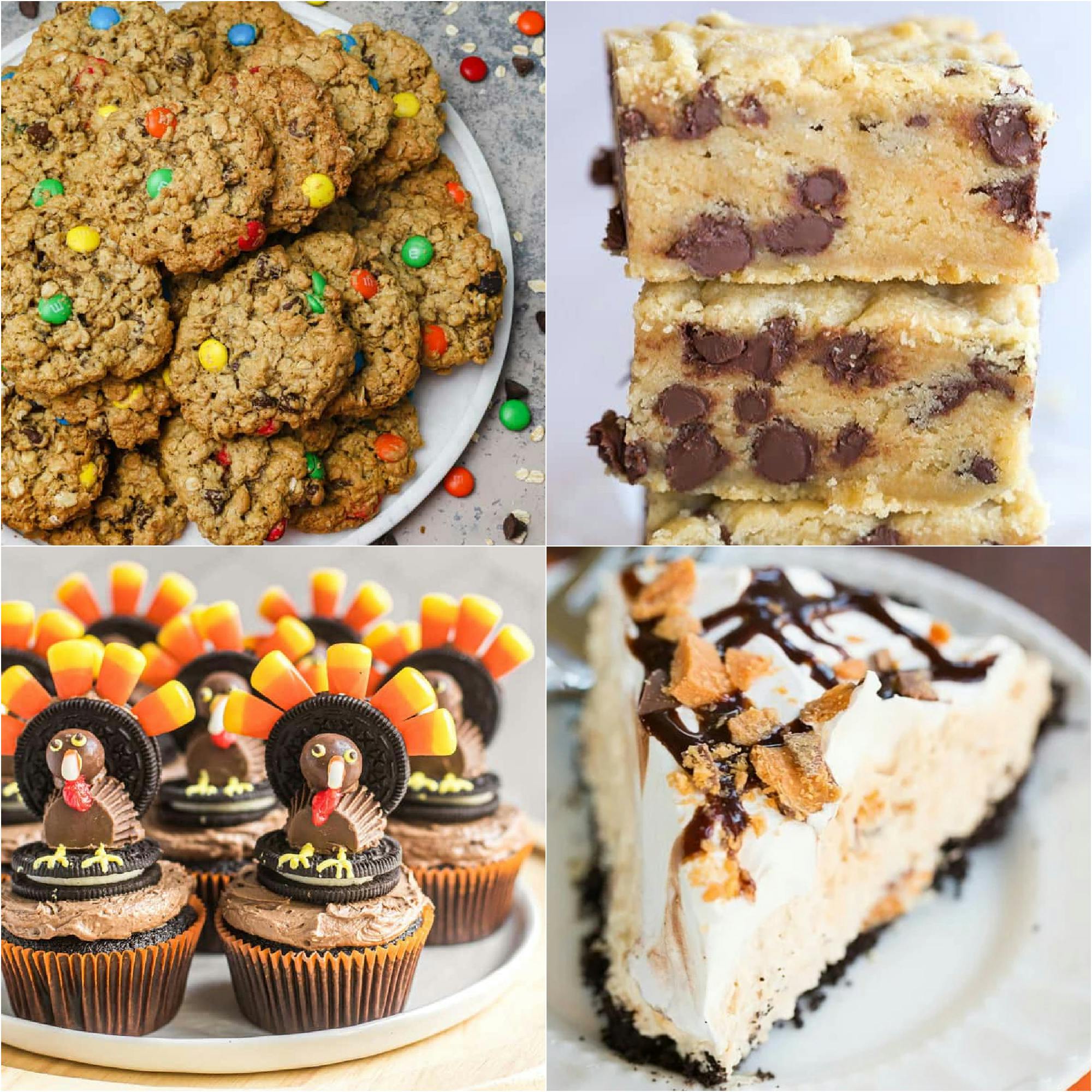 collage of 4 images of desserts