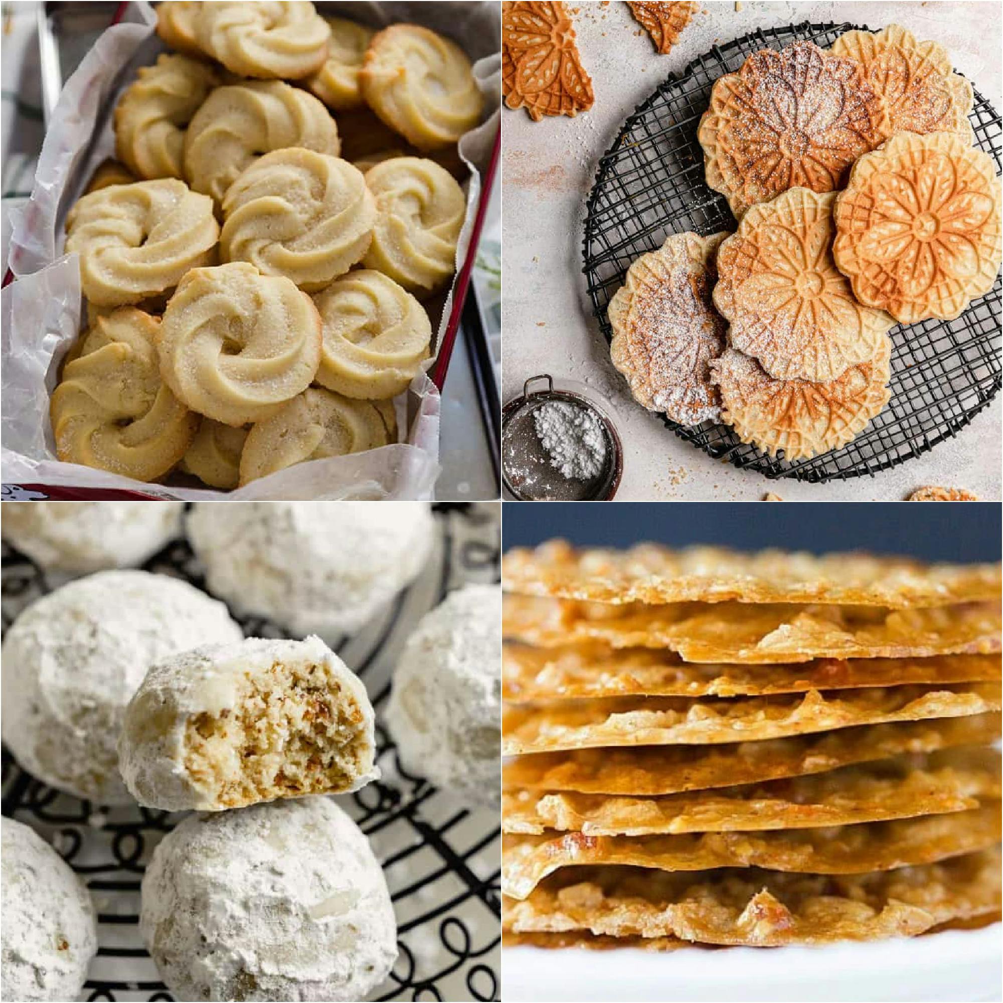 collage of 4 images of a variety of cookies