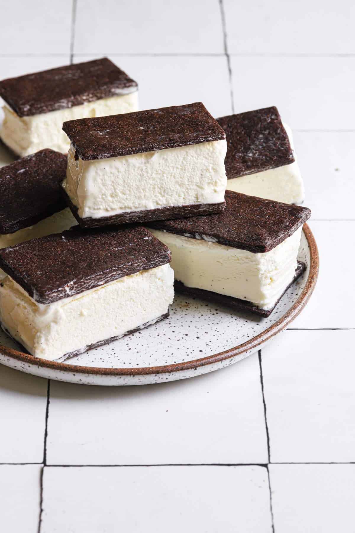 stack of ice cream sandwiches on a plate