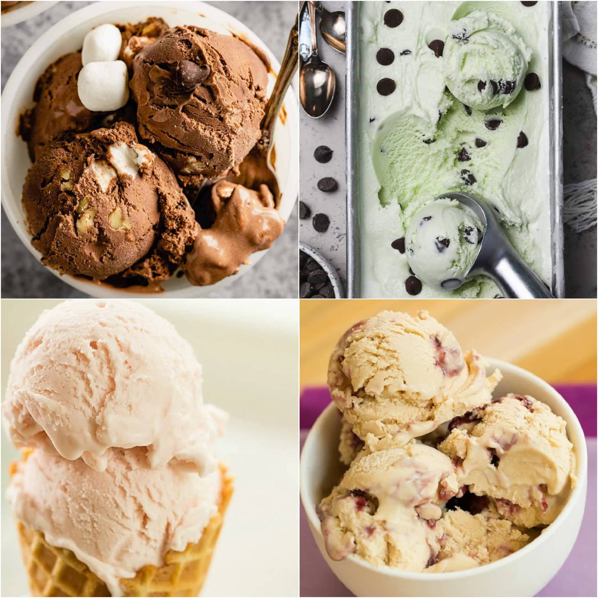 collage of 4 ice cream images