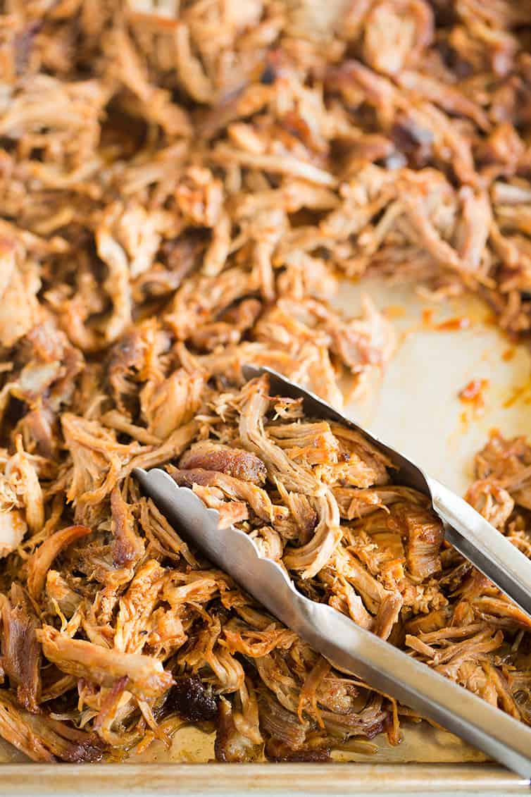 pulled pork with tongs