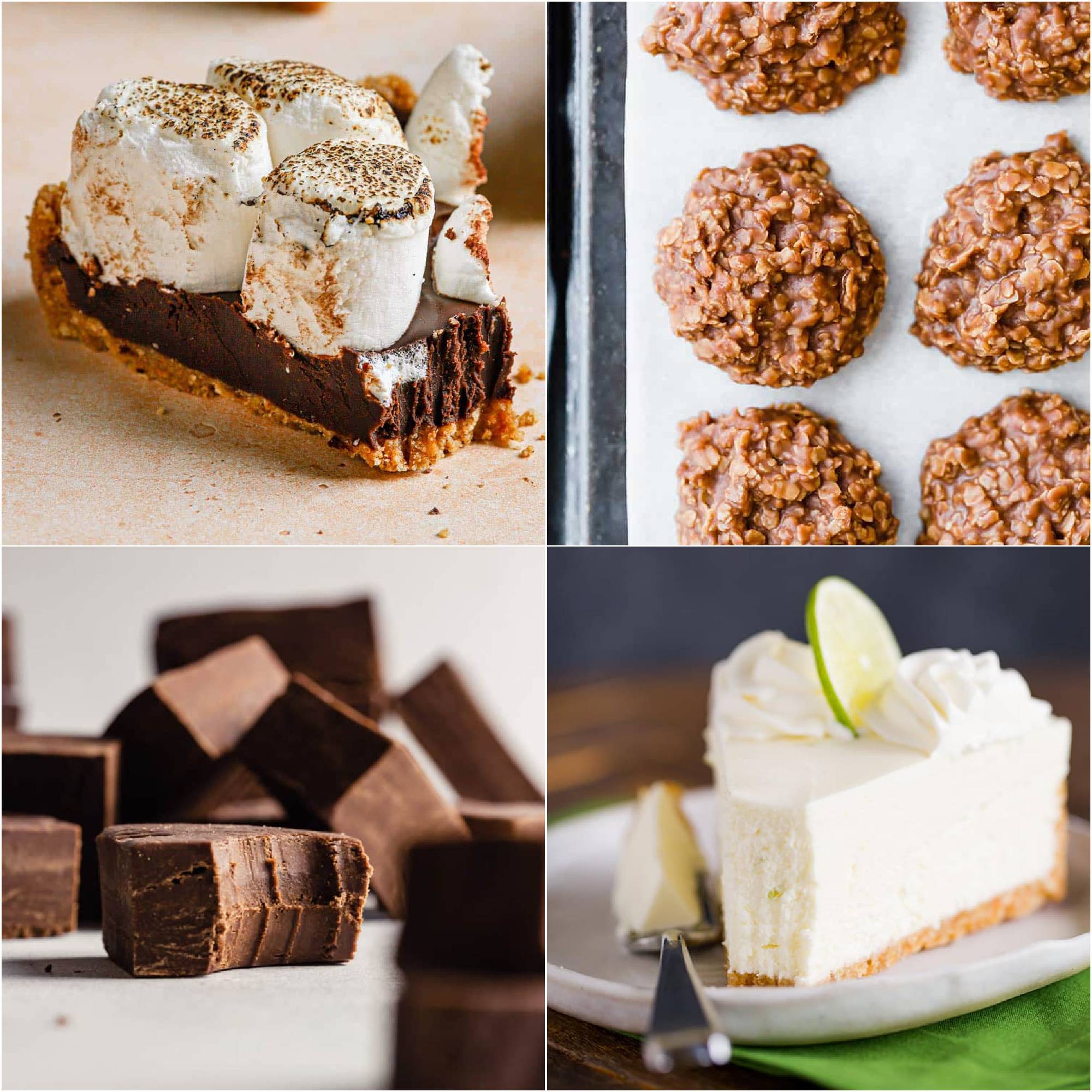 collage of 4 no bake dessert images
