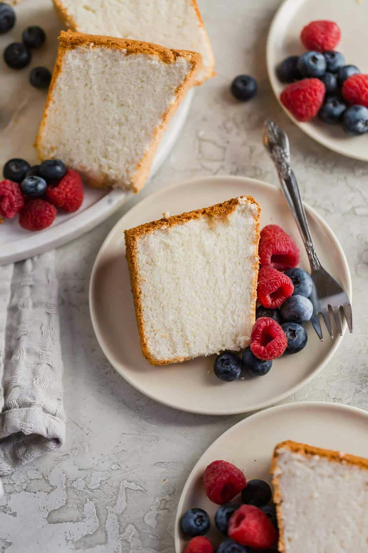 slice of angel food cake on a plate