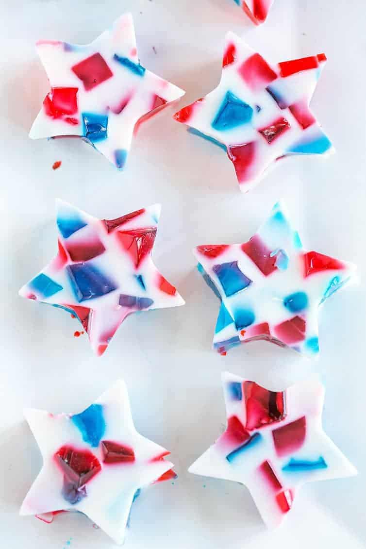 overhead image of stained glass jello stars