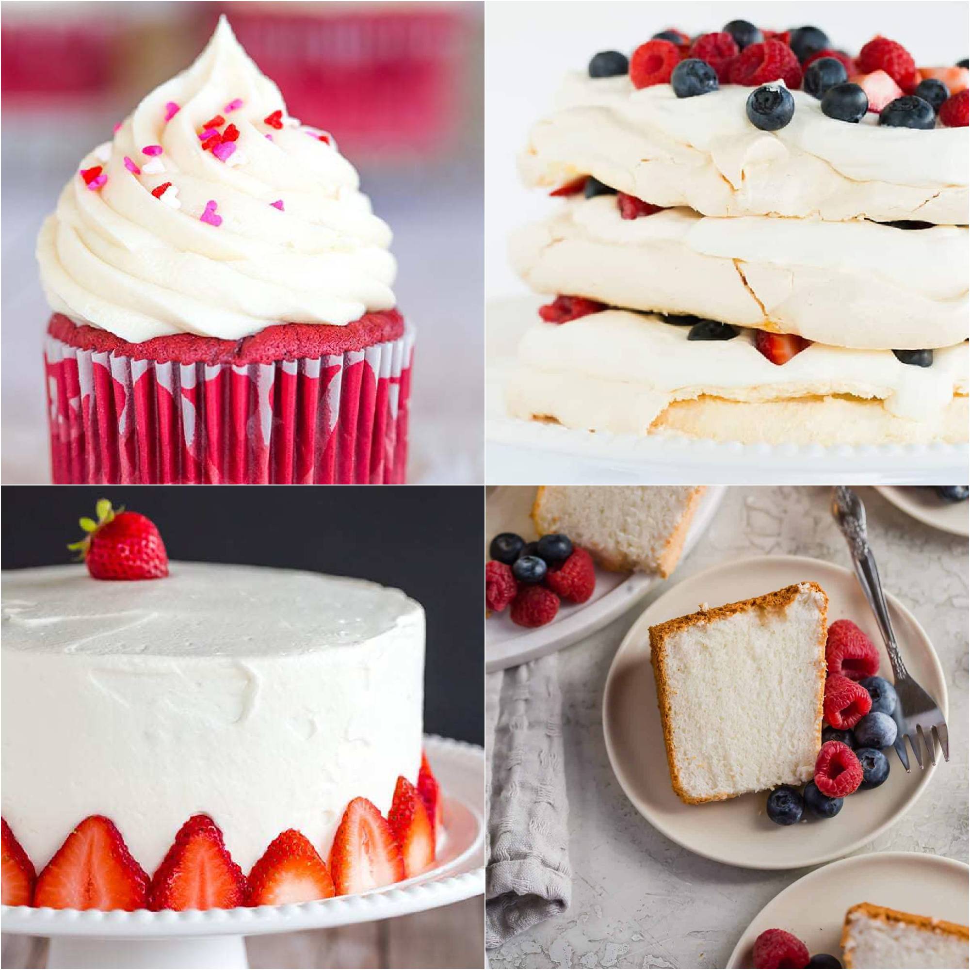 collage of 4 images of a variety of desserts