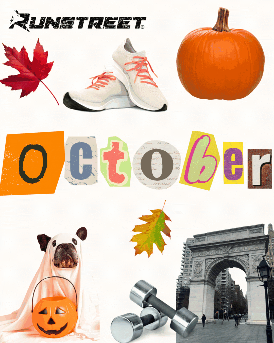 October collage - fitness, NYC, Halloween