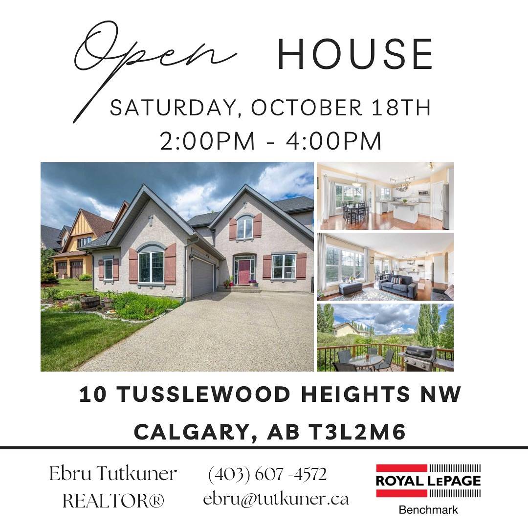 🏡 Two Homes, One weekend - Find Your Perfect Match!

I am hosting two open houses this weekend in Tuscany, one of Calgary’s most desirable family communities. 

It is the perfect opportunity to explore the neighbourhood and discover what makes it so special. ✨

🏠10, Tusslewood Heights NW 

Saturday, October 18th & 2:00pm -4:00pm 

🏠86, Tuscany Ridge View NW 

Sunday, October 19th & 2:00pm - 4:00pm

Listing Agent: Crystal Jepp | Royal LePage Benchmark 

Thinking about a move or just exploring your options? Come tour these beautiful homes and see why so many love this community!

Ebru Tutkuner 
REALTOR ® | Royal LePage Benchmark

.
.
.
.
#openhouse #yycopenhouse #calgaryrealestate #yycrealestate #calgaryhomesforsale #calgary #yycrealtor #calgaryrealtor #openhouseweekend #tuscanycalgary #homebuyer