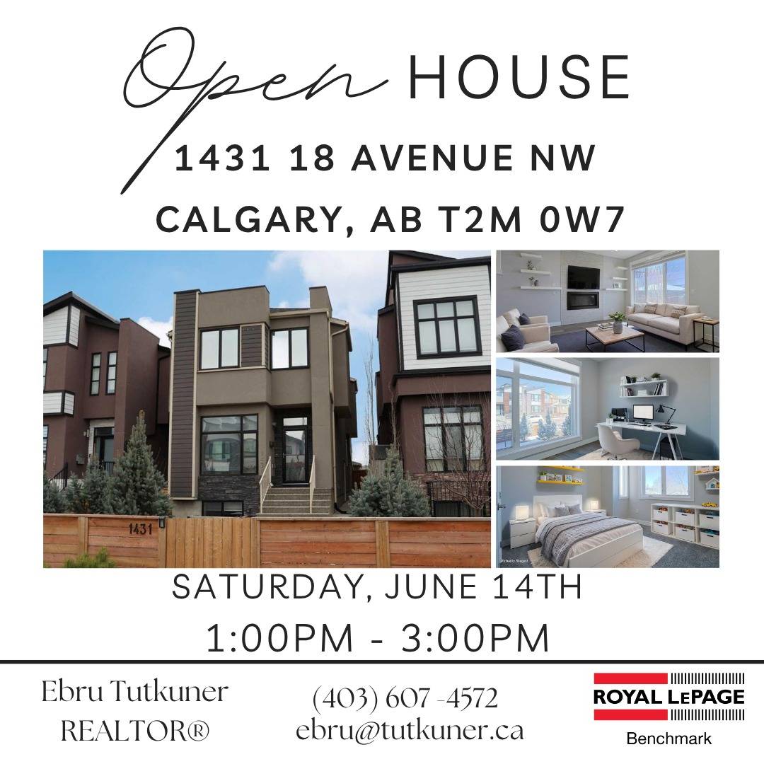 You are invited! 🏡

Modern elegance in Capitol Hill, one of Calgary’s most sought-after inner-city communities.

Join me this Saturday to explore this beautifully designed infill — featuring high ceilings, stylish finishes, and bright, open living spaces that truly feel like home. 

📍 1431 18 Avenue NW 
📅 Saturday, June 14th
🕑 1:00pm - 3:00pm

Listing Price: $995,000.00

Listing Agent: Kirby Cox
Royal LePage Benchmark

Just minutes from Confederation Park, the golf course, and top-rated schools! 

📩 DM me for details or to book a private showing if you can’t make it this weekend!

Ebru Tutkuner
REALTOR®
Royal LePage Benchmark

.
.
.
.

#openhouse #openhouseyyc #openhousesaturday #yycrealtor #yycrealestate #calgaryrealtor #calgaryrealestate #infills #buyingahouse #homebuyer